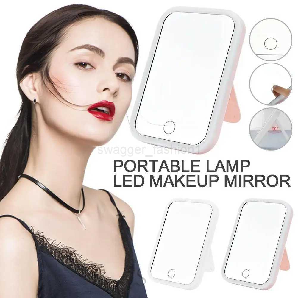 Portable Folding Mirror Lighted Mirror LED 3Colors Modes Mirror Travel USB Dressing Table With Makeup Light Charging Z9K1XJ240813