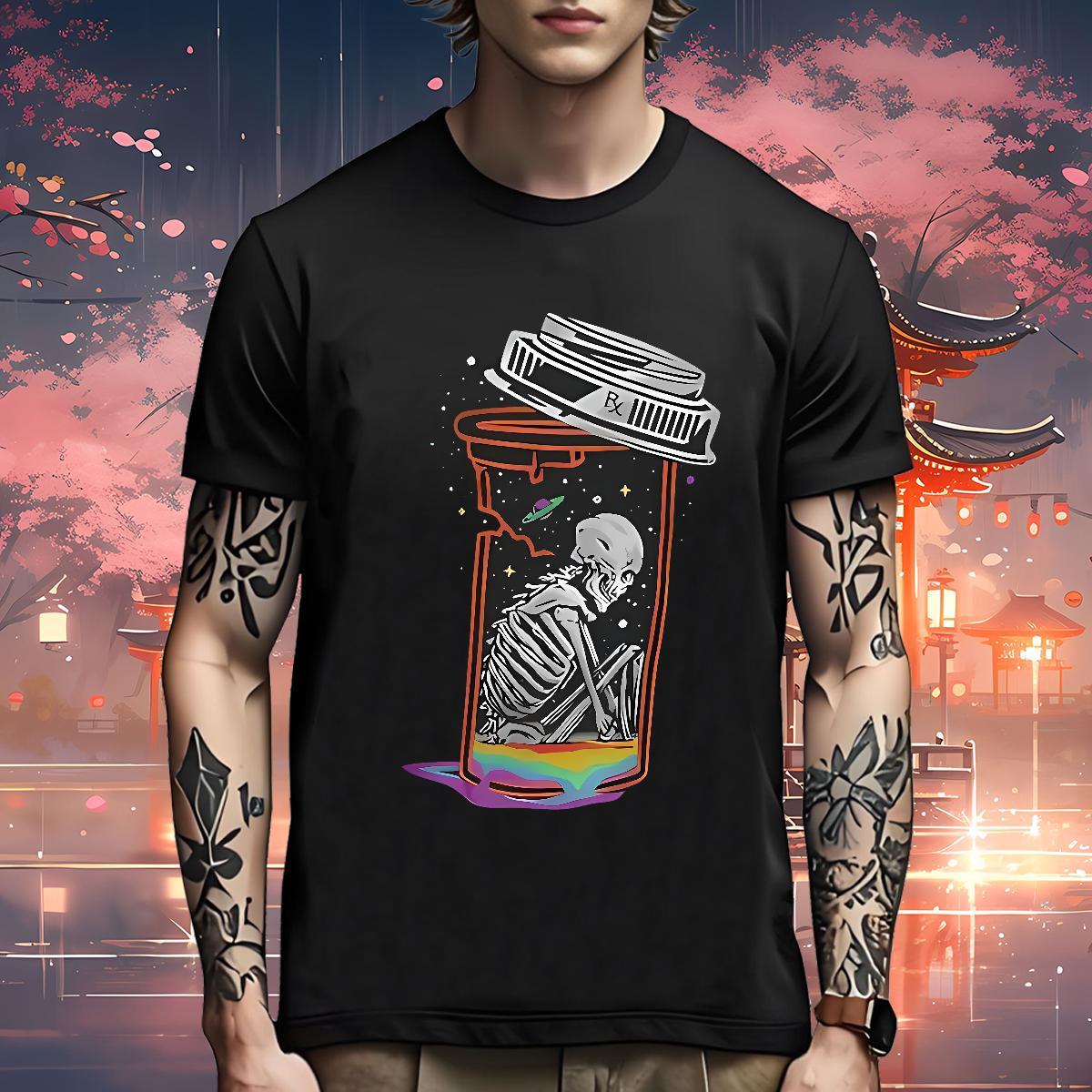 Soft T-Shirts for Men skull Breathable Short Sleeve Daily Outfit Custom Anime 100% Cotton 230g Men Clothes T-Shirt Designer Tee Shirt