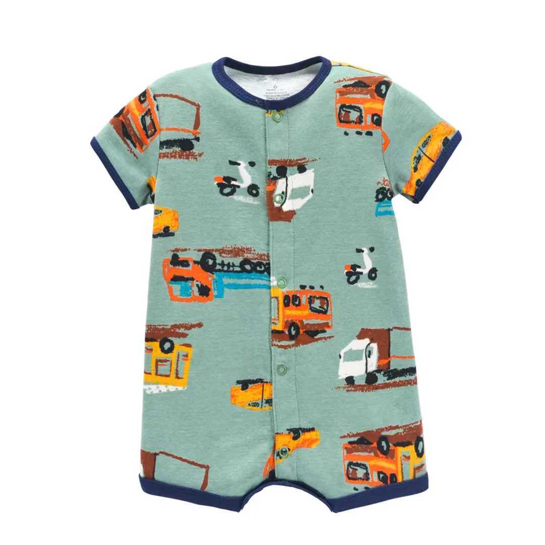 Baby mens jumpsuit summer baby womens clothing childrens short sleeved clothing 100% pure cotton newborn jumpsuit 0-24M W240812