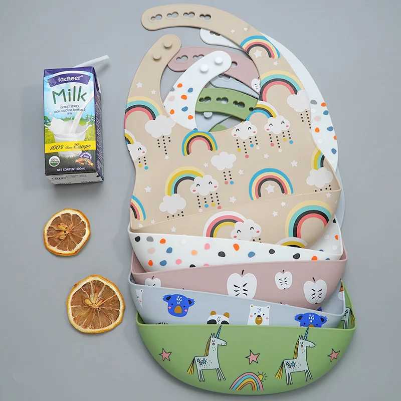 Bibs Burp Cloths 100%Food Safe Approve Silicone Childrens Products Personalized Collapsible Baby Bibs Adjustable Toddler Bib Baby StuffL4812