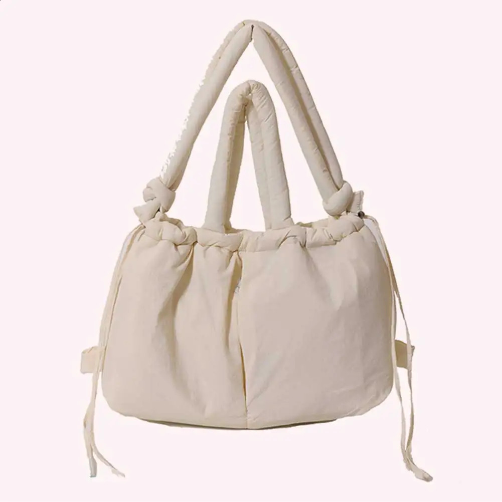 Womens inflatable handbag with adjustable shoulder straps cross body bag nylon solid large capacity wallet shopping and travel 240813