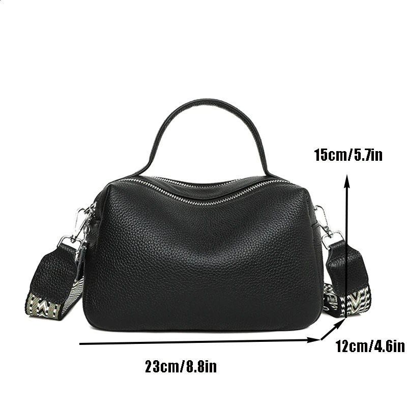 Fashion Cross Body Bag Womens Genuine Leather Simple High Quality Handbag Retro Boston Shoulder 240813