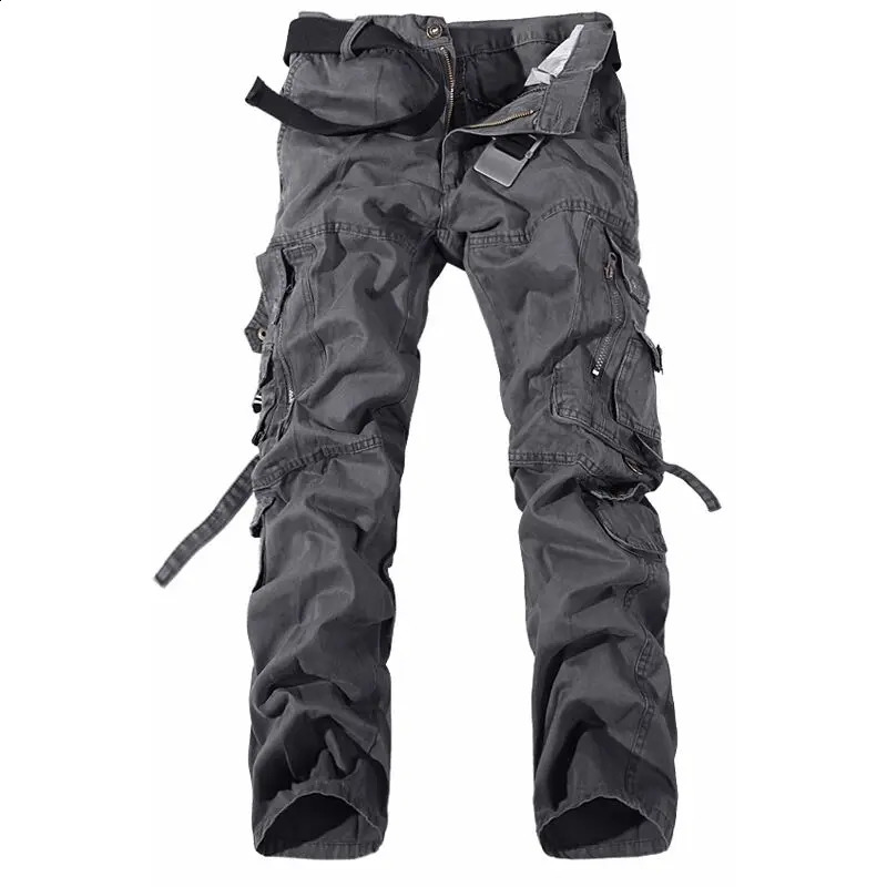 Tactical pants mens multi pocket washing loose cotton casual cargo 240812