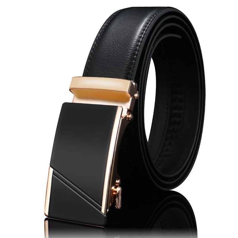 New mens leather belt with automatic buckle denim luxury belt for business and leisure high-quality designer mens waist belt 3.5cm W240807