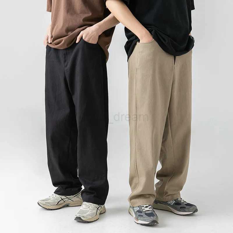 HOUZHOU Oversize Casual Pants Men Japanese Streetwear Cotton Black Khaki Outdoor Trousers Male Loose Harem Tactical AutumnXJ240813
