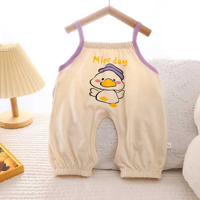 2024 New Summer Baby Mens Slimming jumpsuit Pajama Girls Open crotch Newborn Childrens jumpsuit W240812