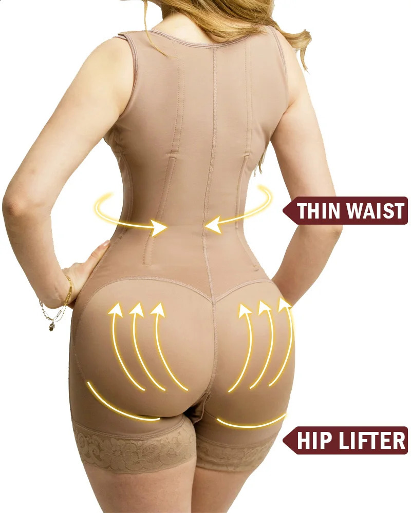 Fajas Colombia High Compression Waist Trainer BBL Post Op Corrective Body Shaper Hook Eye Bone Female Flat Abdominal Tight corset 240812
