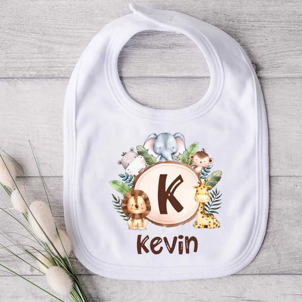 Bibs Burp Cloths Personalised Baby Bib Initial with Name Boy Girl Cotton Bib Newborn Saliva Towel Wild Animal Print Bib Baby Birthday Shower GiftL4812