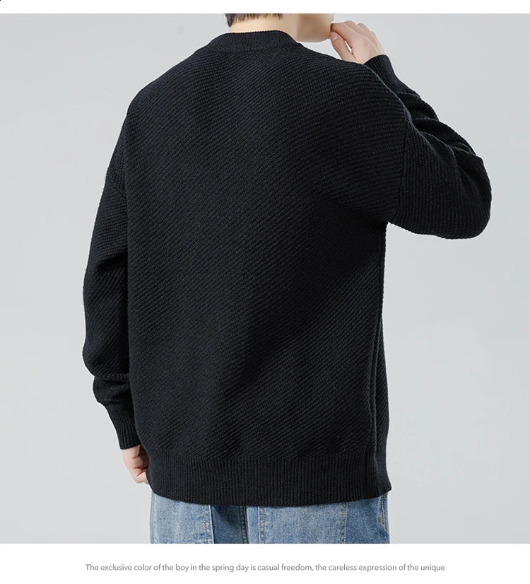 Mens autumn and winter item pure cotton latte art mens street casual loose knit sweater highquality warm 240812