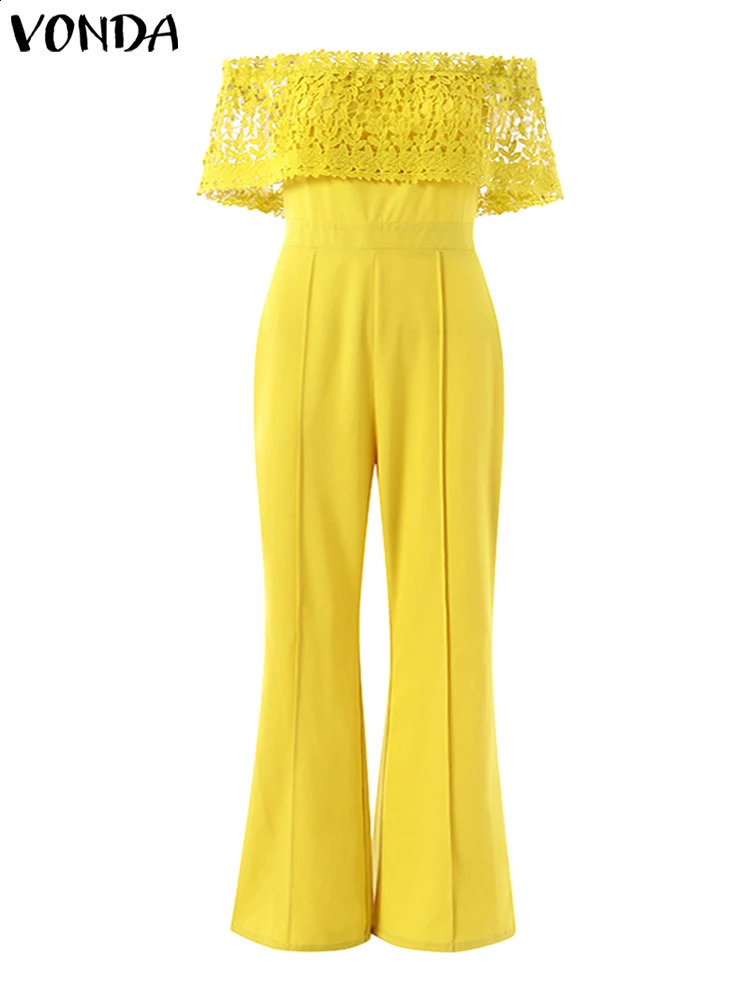 Summer Jumpsuits Women Sleeveless Off Shoulder Jumpsuits VONDA Elegant Party Playsuits Palazzo Casual Pants Pantalon Femme 240813