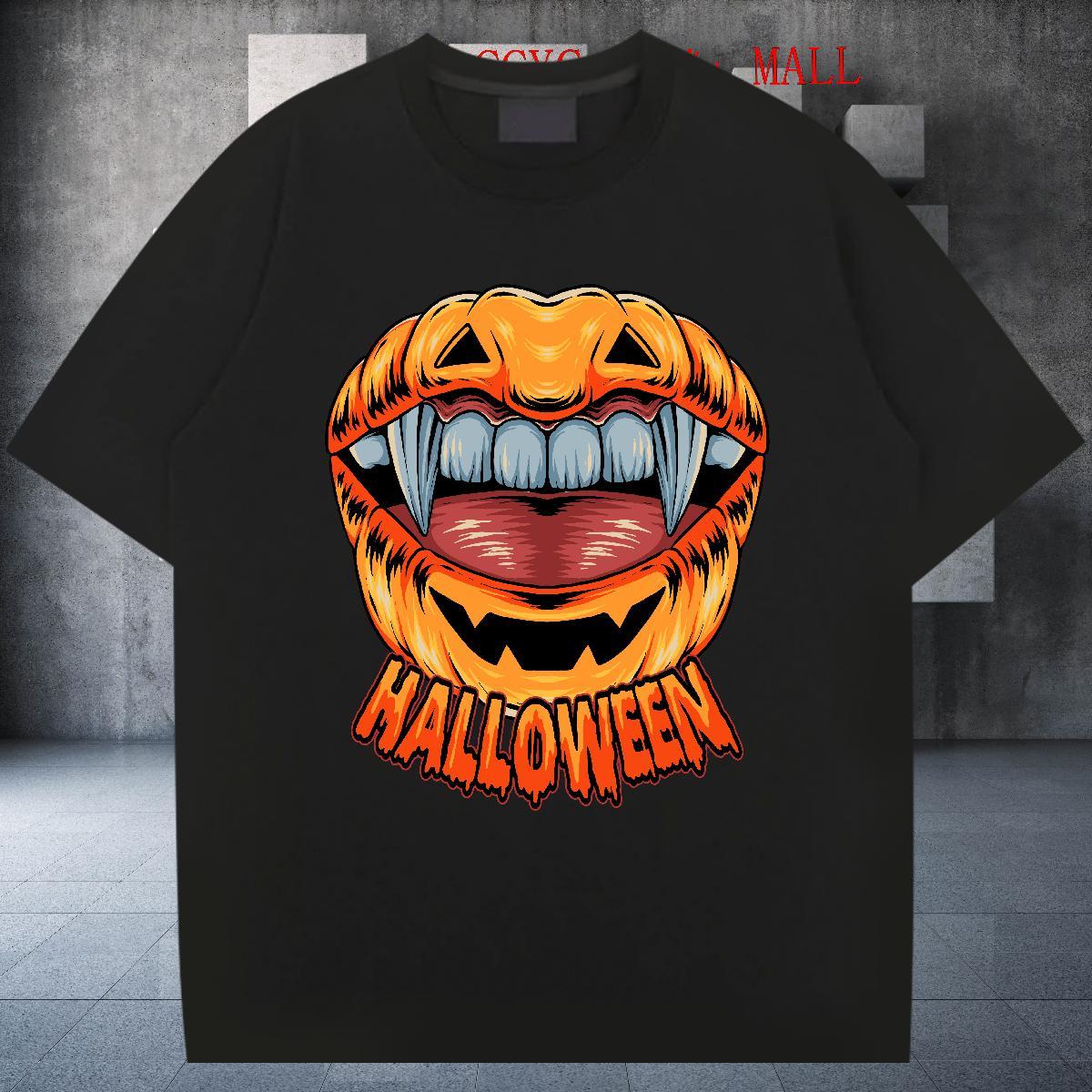 Cool Design T-Shirts pumpkin Breathable Short Sleeve Street Casual Plus Size Cartoon 230g 100% Cotton Couples T Shirts DIY Tops Tees