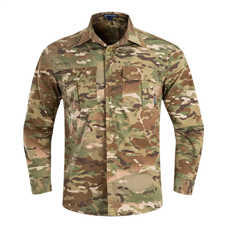 Mens summer SWAT outdoor combat multi pocket quick dry camping long sleeved shirt 240812