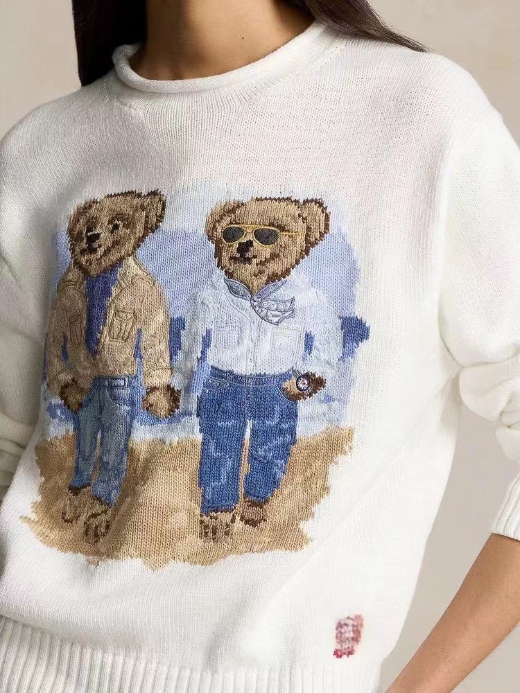 Women bear sweater fashion long sleeve Winter Soft Basic Women Pullover Cotton Bear Pulls high quality sweaters Embroidery Print clothes size s-l famo