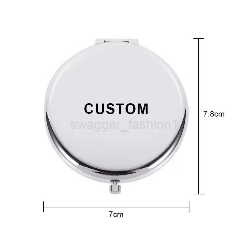 Accept Custom Blank Metal Makeup Double Handbag Pocket Mirror for Wedding Holiday GiftXJ240813