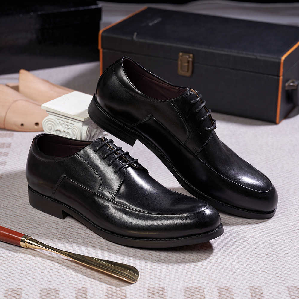 CMM Business Formal Leather Shoes Mens Highend One Piece Cowhide Made Derby Shoes Mens Formal Shoes