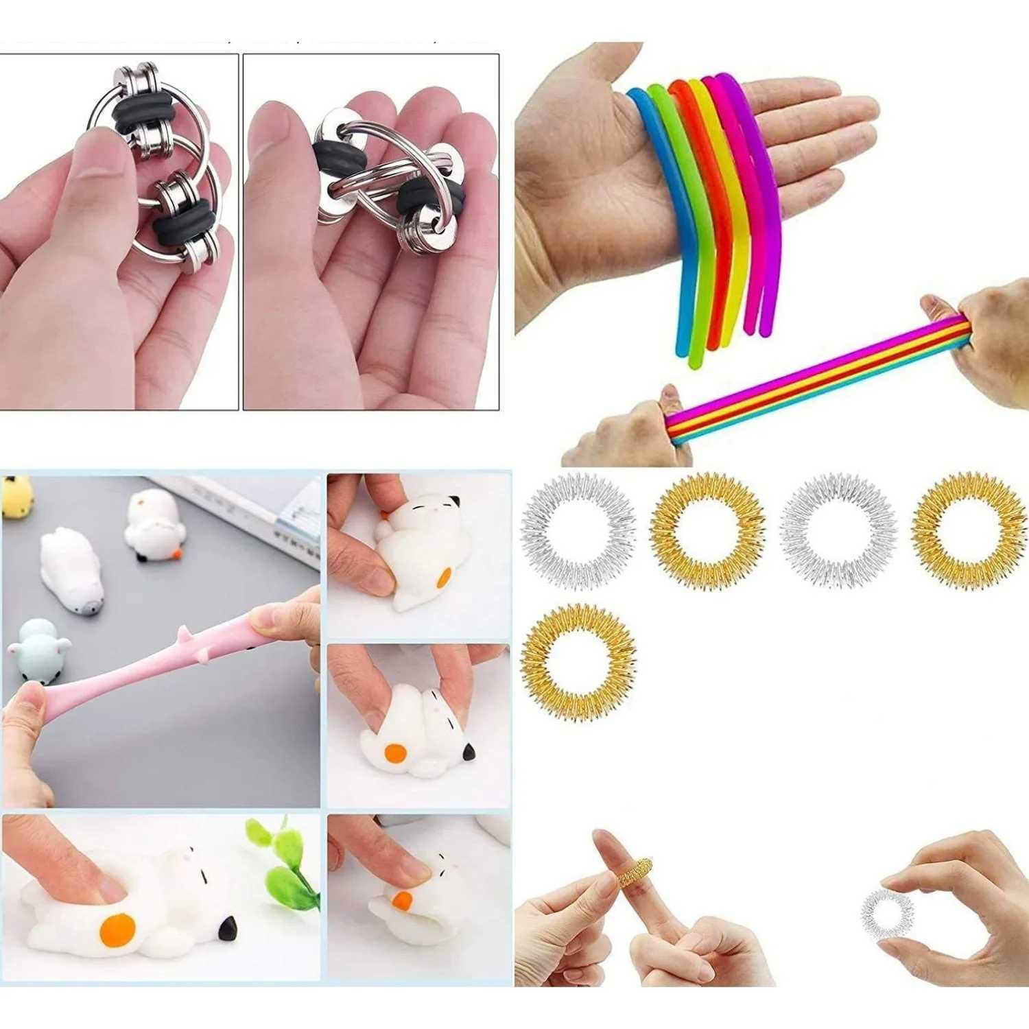 Rainbow Pop Fidget Toys Pack Push its Bubble Stress Relief Sensory Toys for Adult Children Autism Needs Squishy Squeeze Toys Y240810