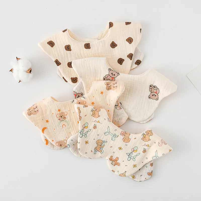 Bibs Burp Cloths Korean Style New Rabbit Bear Ears Cotton Gauze Baby Bibs Infant Bib Newborn Soft Burp Cloths for Boy Girl Feeding Saliva TowelL4812