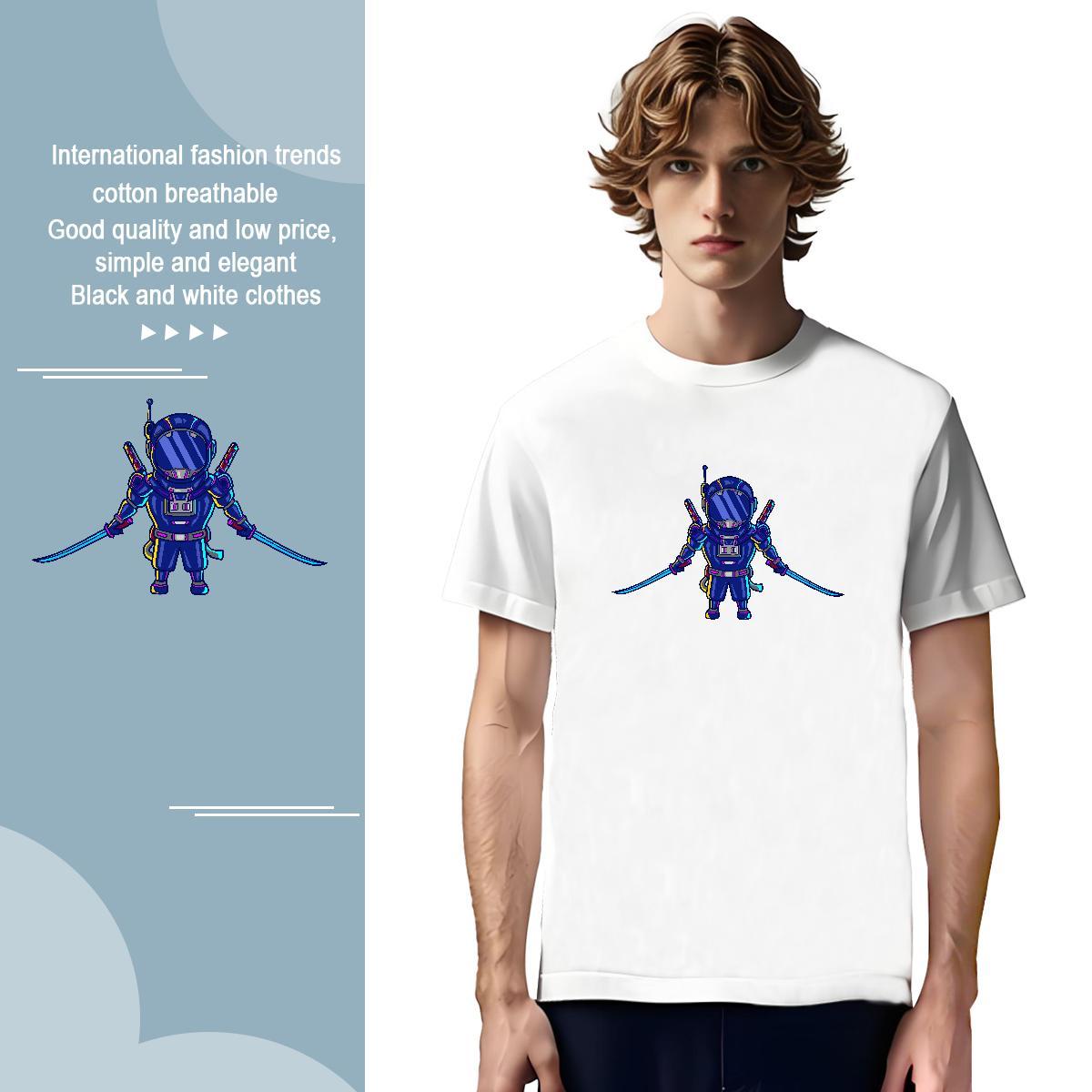 Comfortable robot T-Shirts for Men Casual Daily Wear Mens Tshirts 100% Cotton 230g DIY Pure Cotton Custom Print Oversized Tops Tees