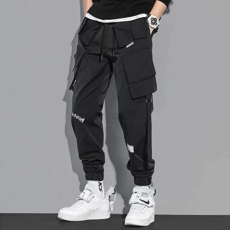Mens Cargo Pants Fashion Hip Hop Multi-pocket Trousers Trendy Streetwear Solid Sweatpants Joggers Male Casual Cotton TrousersXJ240813