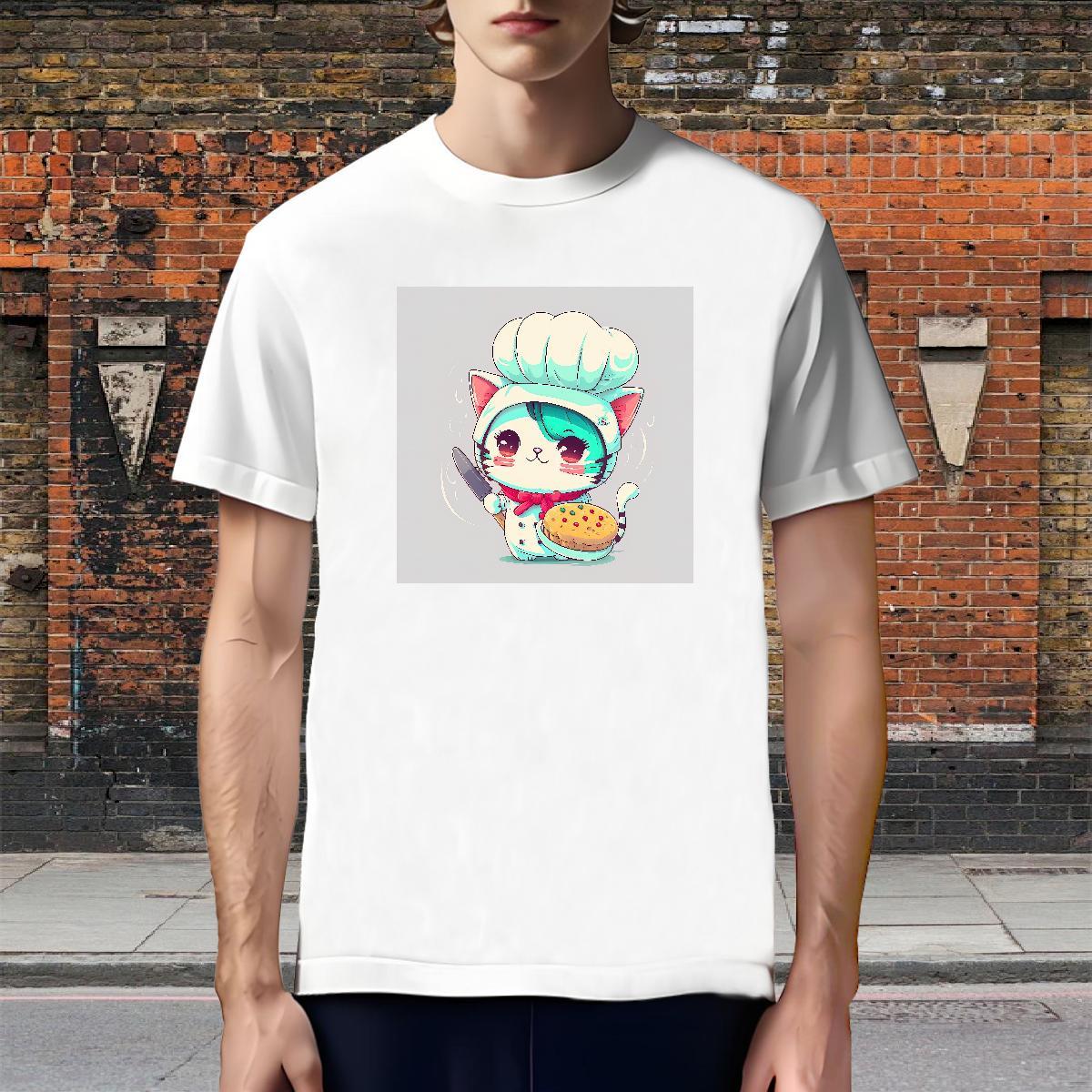 Wholesale T shirt cat Breathable Crew Neck Beach Custom Cartoon 230g Cotton Tshirt for Man Woman 2024 Designer Clothings