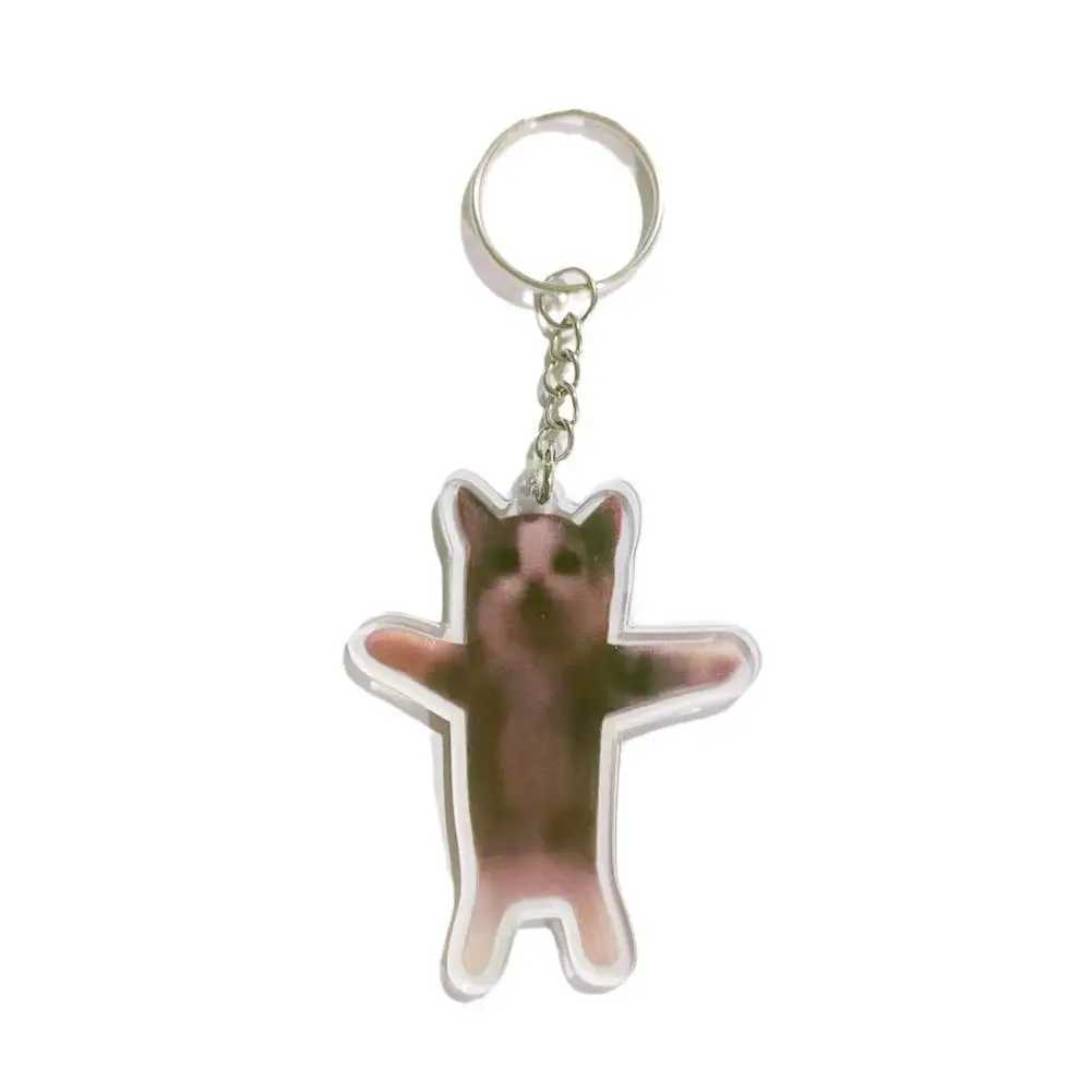 2024 Happy Banana Cat Keychain Mobile Keychain Student Gift Fun Cat Bag Pendant Hanging Rope Happy Cat Keychain W240808