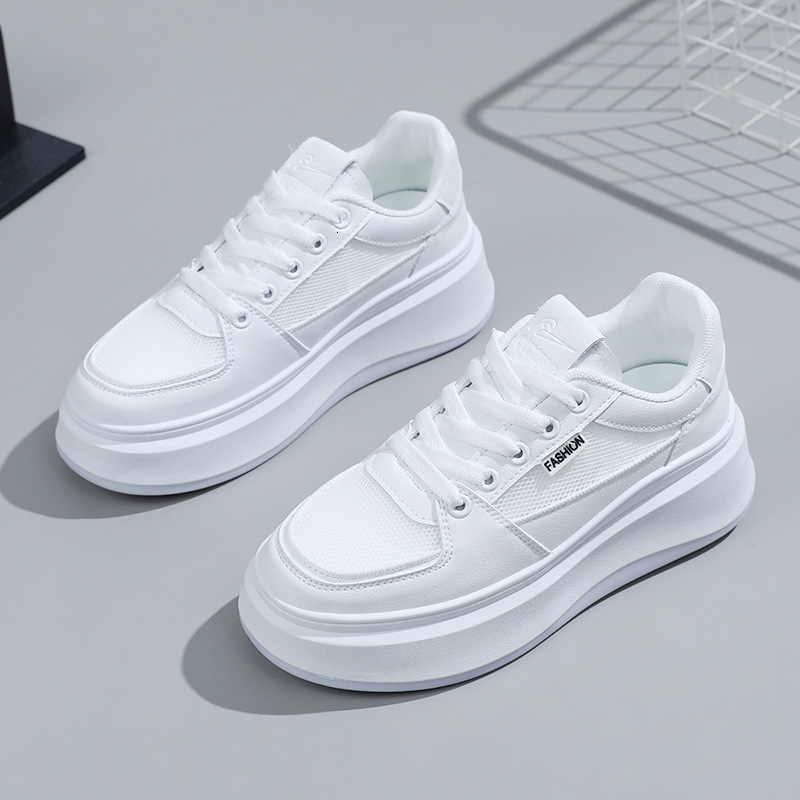 Ddmysports S New Little White Women S Versatile Casual Spring Summer Trendy Board Shoes Elevated Thick Sole Breathable Outdoor