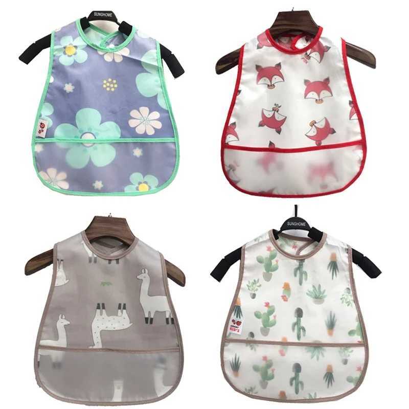 Bibs Burp Cloths 2024 New Cartoon Pattern EVA Waterproof Pocket Lunch Feeding Bibs Adjustable Baby Bibs Cute Children Baby Apron Kids Burp ClothsL4812