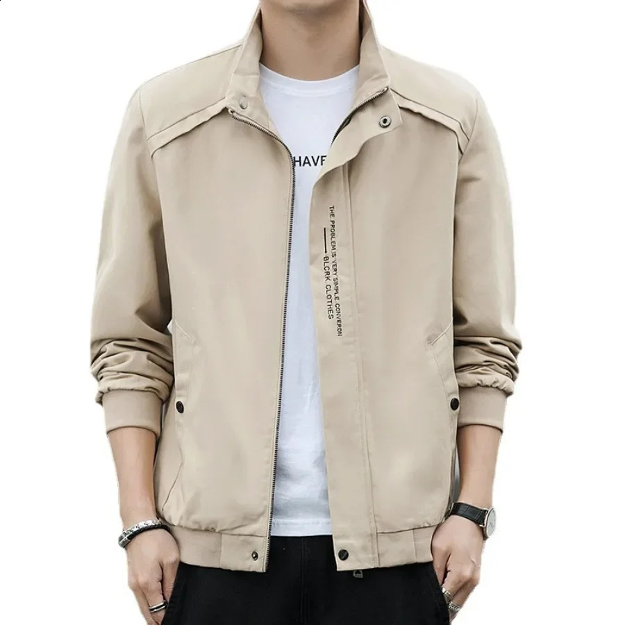 Mens Fashion Jacket Spring and Autumn Stand Collar Outdoor Leisure Windproof Zipper 240812