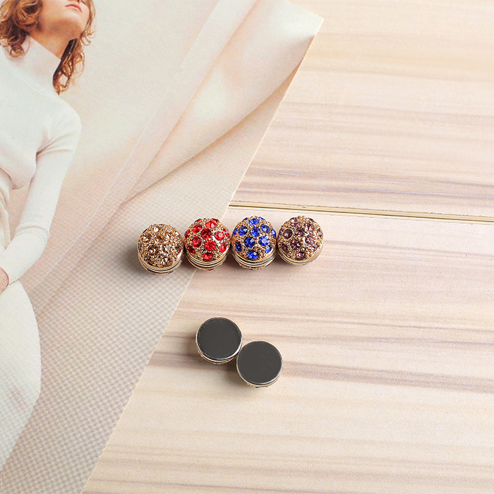 Alloy inlaid diamond magnetic buckle scarf buckle collar clip magnetic suction buckle brooch scarf shawl fixed anti light magnetic buckle