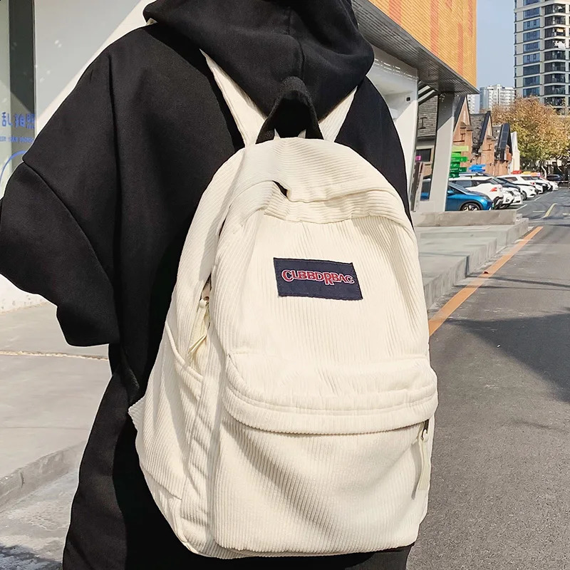 Retro Boys and Girls Corduroy Green School Bag Mens Laptop College Backpack Cool Womens Student Fashion Female Travel 240813