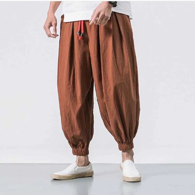 Spring Summer Solid Color Pants Men Loose Casual Wide Sweatpants Fashion Baggy Bottoms Casual Joggers Male Lantern PantsXJ240813