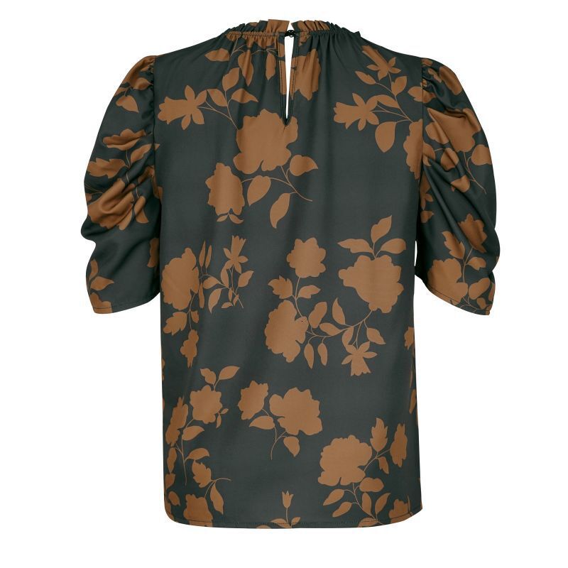 Summer new printed round neck shirt with elegant temperament, women s top