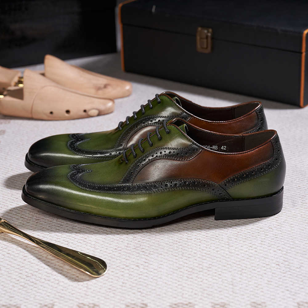 CMM Pointed Leather Shoes Mens British Business Dress Leather Large Oxford Shoes Trend Color Matching Manual Mens Shoes