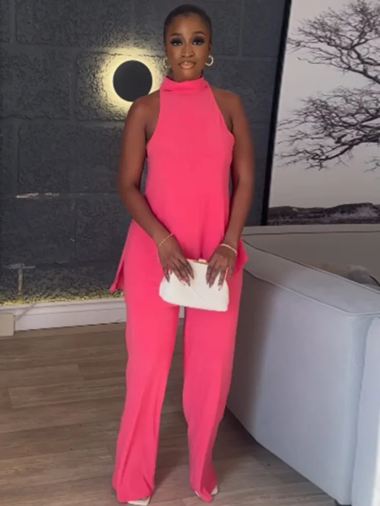Womens Casual Fashion Two Piece Sets Summer Off The Shoulder Sleeveless Fresh And Street Camisole Vest Wide Leg Long Pants Set 240813