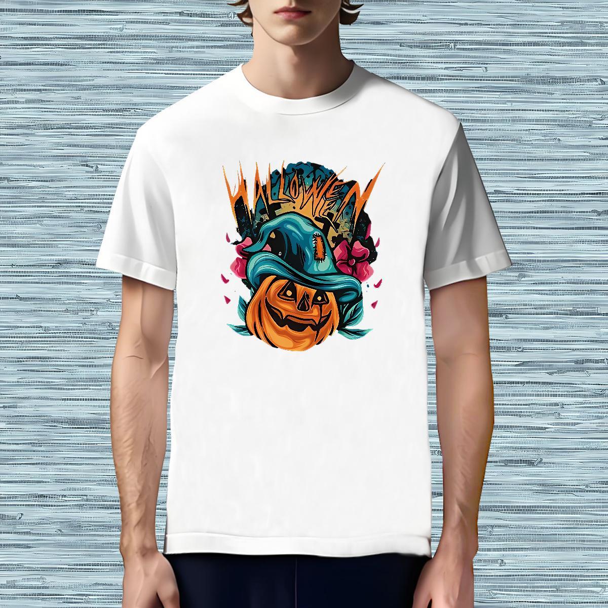 Popular T Shirt For Man pumpkin Crew Neck Outdoor DIY Printed 100% Cotton 230g Men Tops Tees Customized Wear