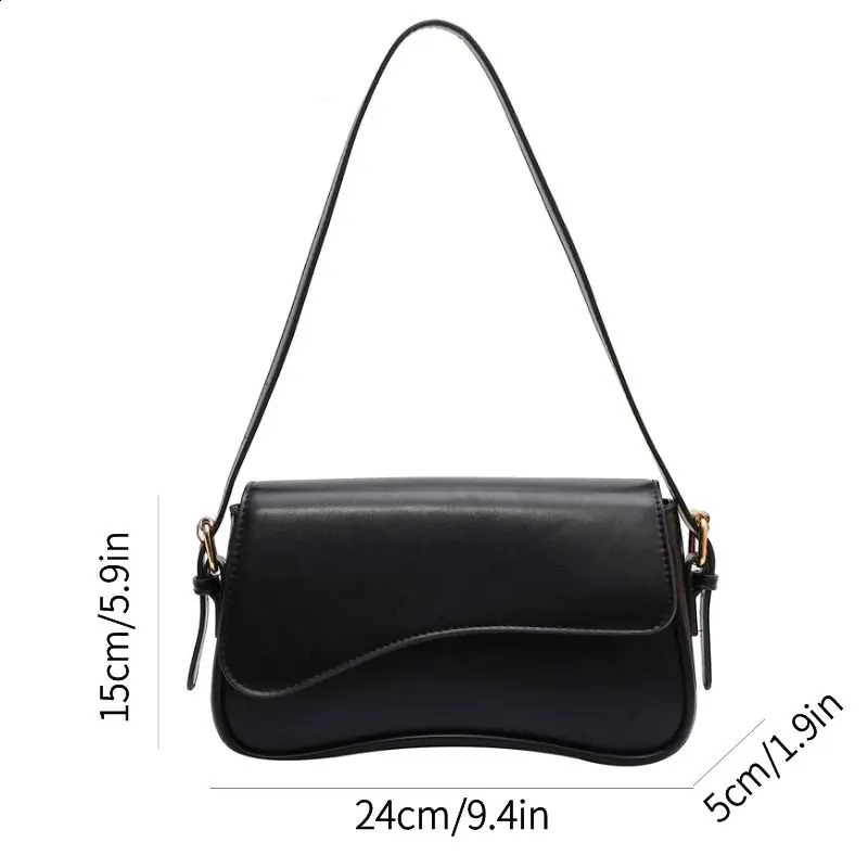 Retro womens shoulder bag chain handbag black cross body armpit 240813