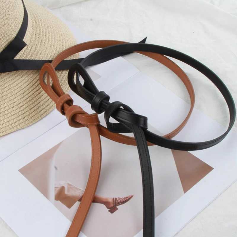 Womens thin knot belt fashionable belt PU belt long womens clothing designer dress outerwear accessories belt W240807