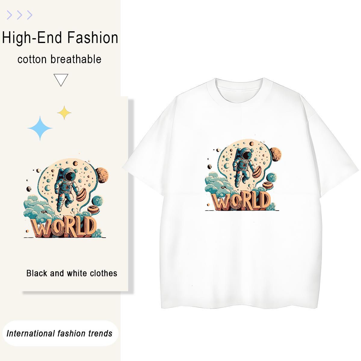 Classic Tshirts Anime Printing Street 230g Cotton DIY Printed Breathable Short Sleeve spaceman T-Shirts for Men Fashion New Tops