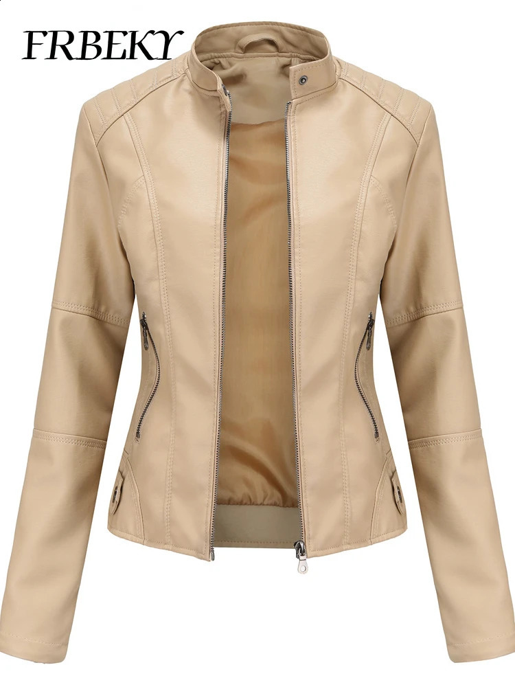 Womens Jacket Autumn/Winter Casual Leather Jacket Fashion Long Sleeve Bicycle Jacket Street Clothing Womens Clothing Chaquetas 240827