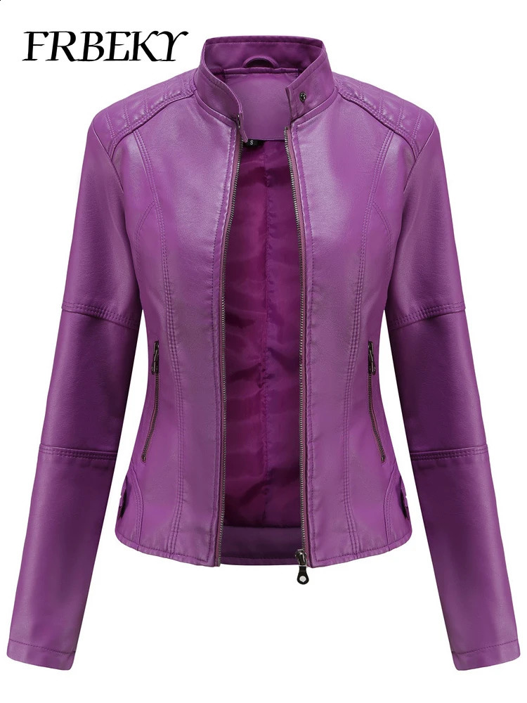 Womens Jacket Autumn/Winter Casual Leather Jacket Fashion Long Sleeve Bicycle Jacket Street Clothing Womens Clothing Chaquetas 240827