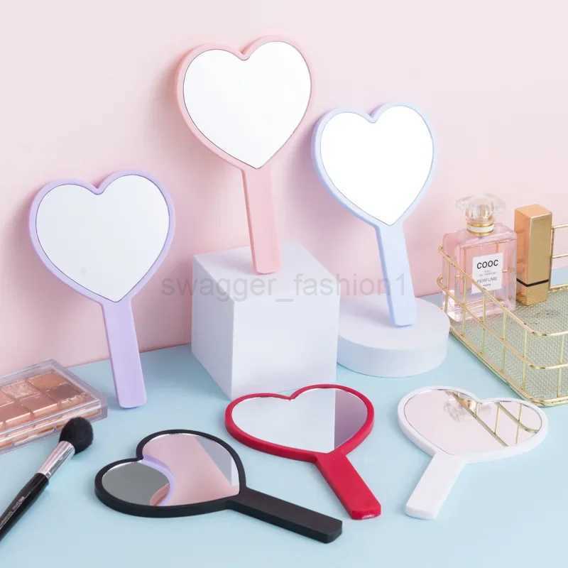 Heart Shaped Hand-held Vanity Mirror with Handle Portable Vanity Mirror Cute Small Mirror Portable Beauty Mirrors Cosmetic ToolsXJ240813