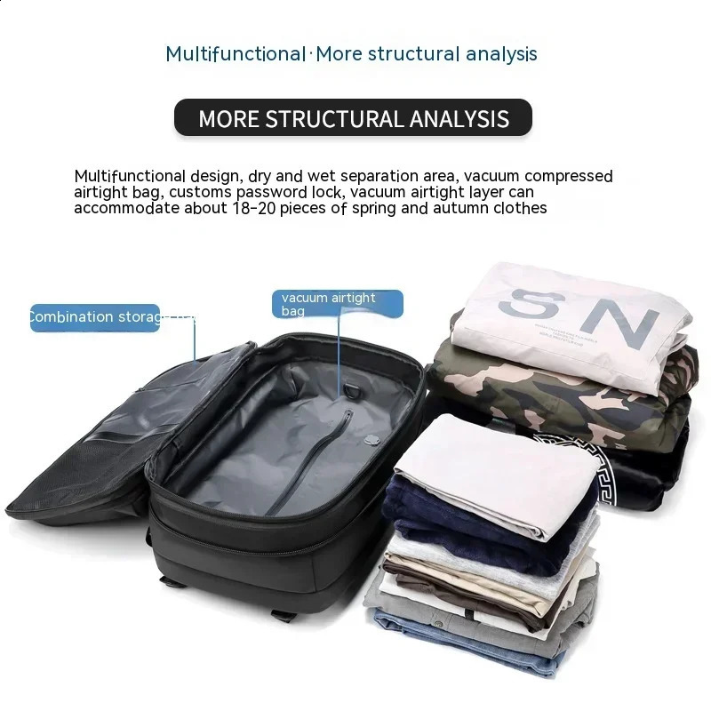 Womens 19 inch laptop backpack vacuum compression travel business large capacity school expansion outdoor bag 240813