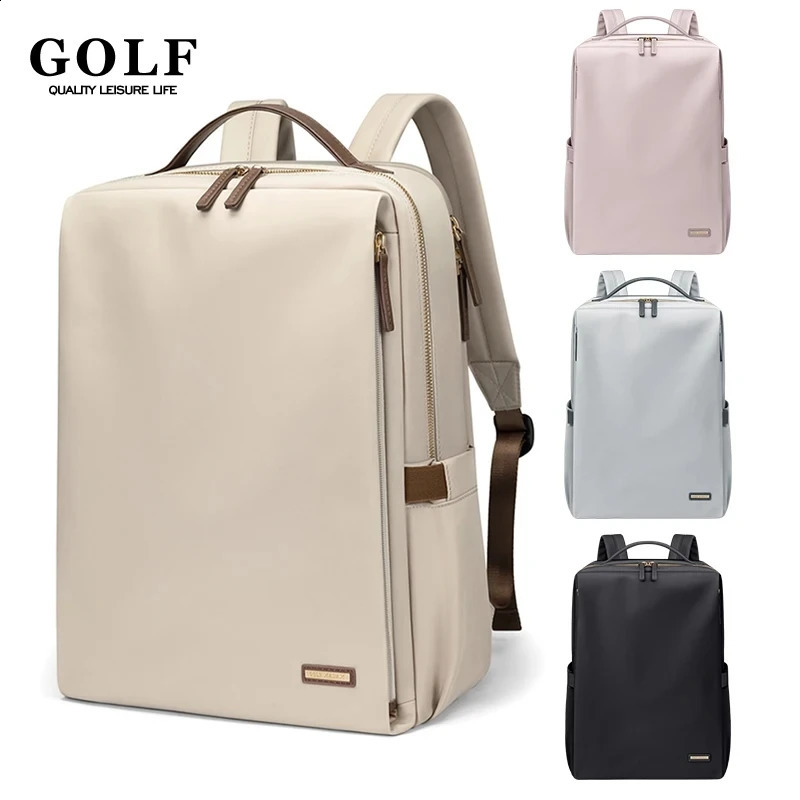 Golf womens backpack solid color nylon notebook bag 156inch adult travel large capacity waterproof fashion 240813