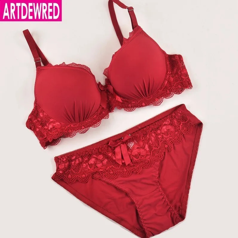 Women Lace Underwear Push Up Side Support Plunge Bra and Panty Set Lingerie Plus Size Bras Briefs Sets Blue White 240812