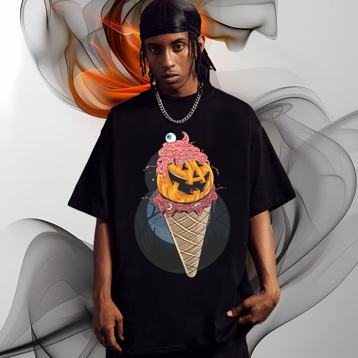 Free Shipping T-Shirts for Men Halloween Breathable Hip Hop Street DIY 230g 100% Cotton Men Tshirts New Top Tees