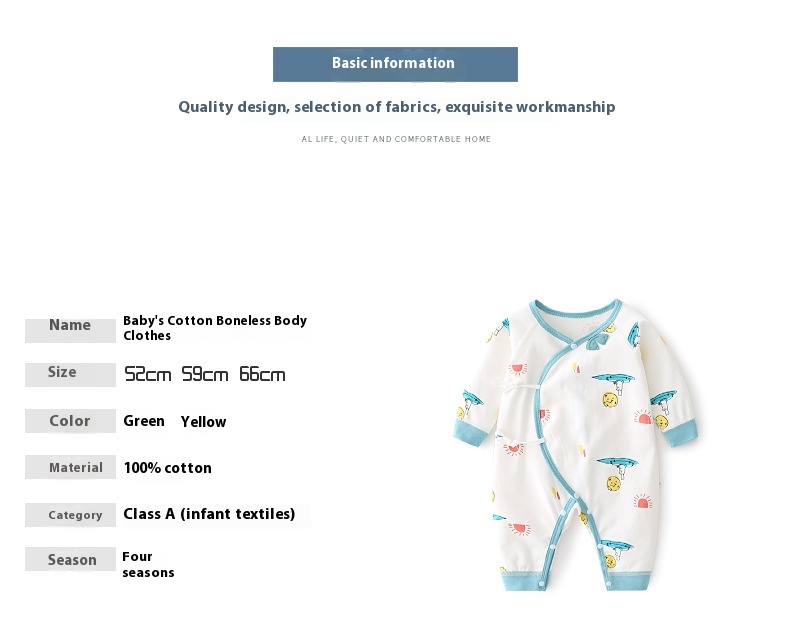 Newborn cotton onesie baby boneless clothing autumn and winter newborn monk clothing climbing clothing male and female baby spring and autumn clothes