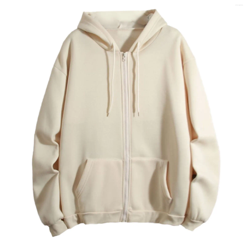 Women's Hoodies Zip Up Hooded Sweatshirt Loose Women Casual Solid Harajuku Korean Couple Hoodie Jacket Coat Streetwear