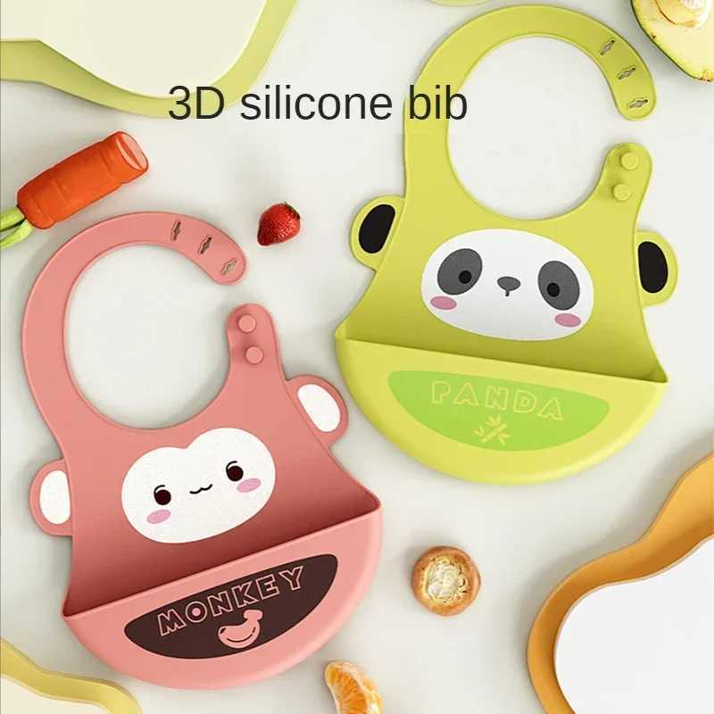 Bibs Burp Cloths Cute Cartoon Print Silicone Bib For Children BPA Free Soft Waterproof Baby Bibs Drooling Saliva Towel Boy Girl Kids Feeding BibL4812