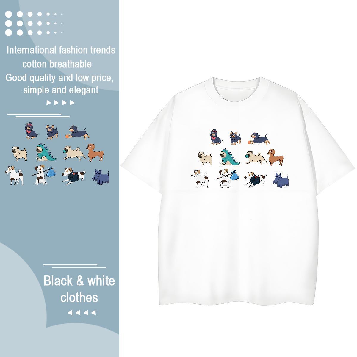 Fashion New Women T Shirts Crew Neck Breathable 230g Pure Cotton Lady T shirt Custom Printed dogs Hip Hop High quality Tops Shirt