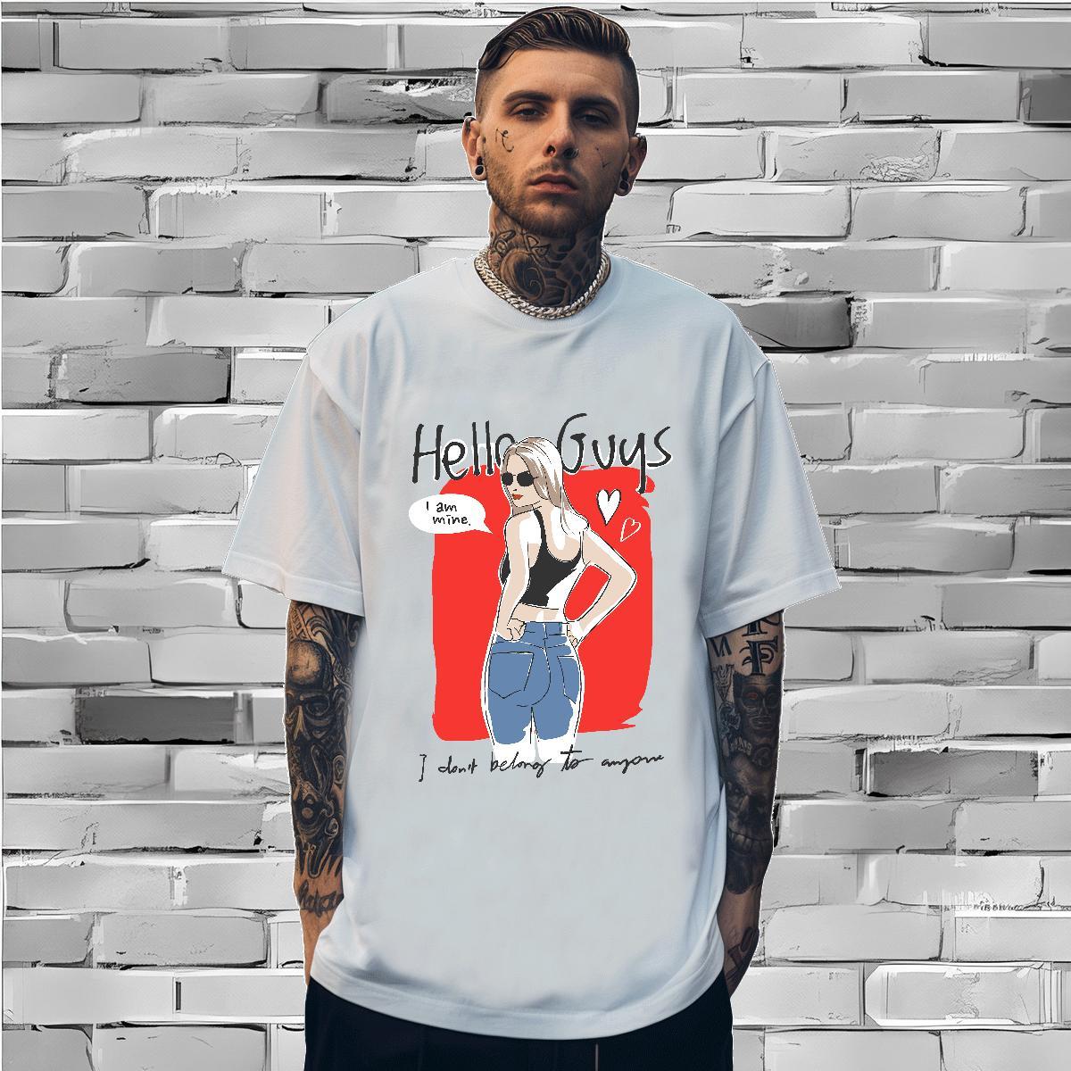Men T Shirts 100% Cotton 230g person Hip Hop Street Short Sleeve O-Neck Black White Men Clothes T-Shirt Customized TOP Quality Wear